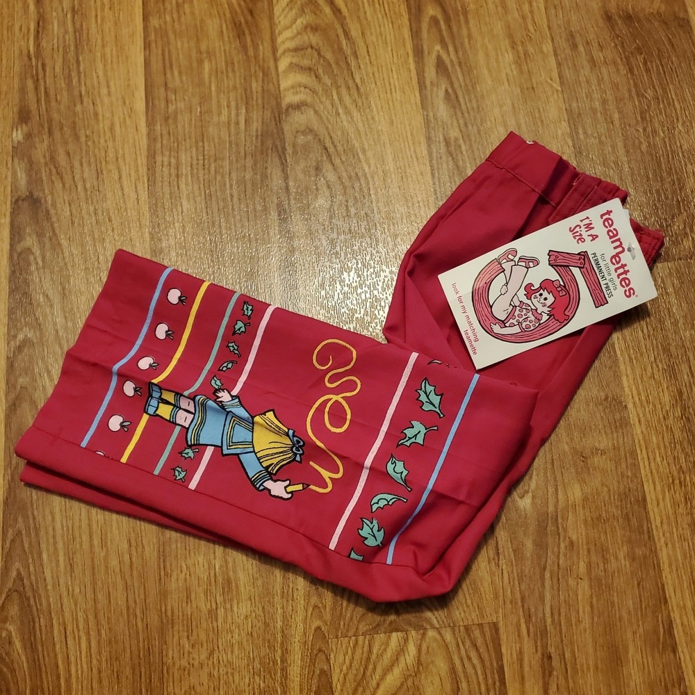 Vintage 70s Bellbottom Pants Girls 5‎ Red Permanent Press Teamettes School Girl